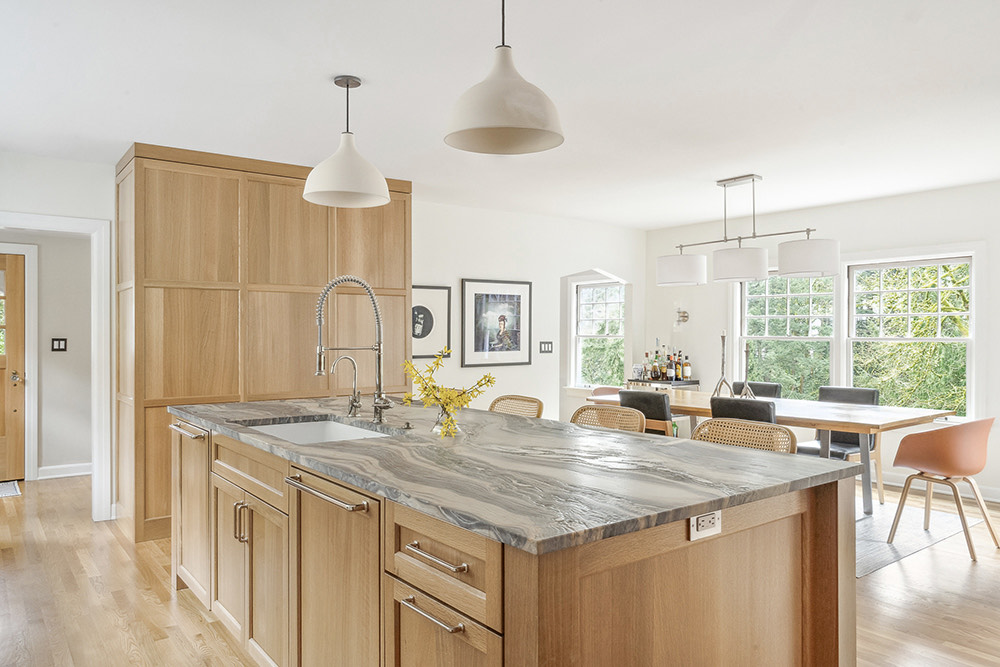 Arlington Heights Remodel kitchen with island and tall storage, Portland by Tweto Architecture