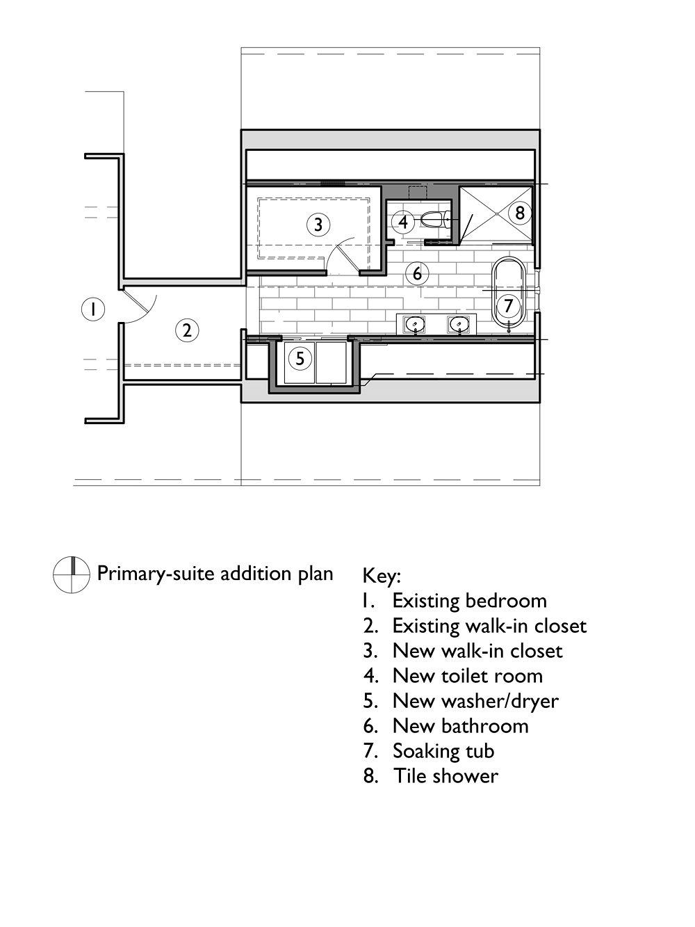 Floor plan, Carolina Primary Suite addition by Tweto Architecture, SW Portland