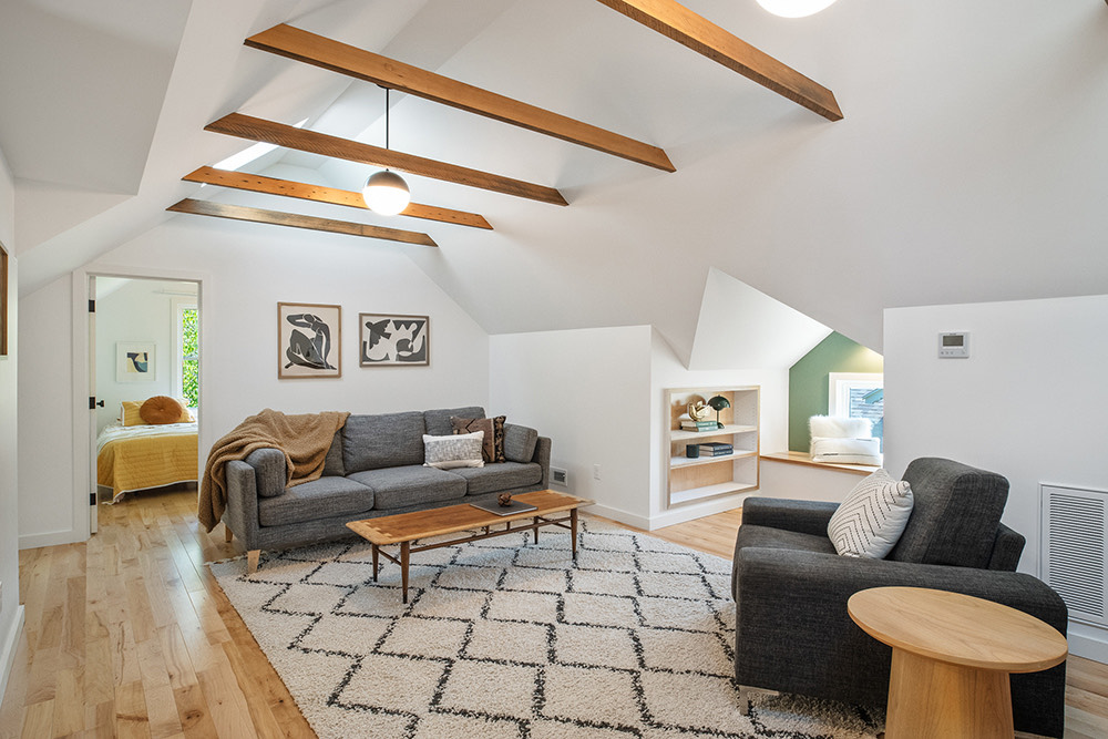 NE 9th Remodel attic sitting area, NE Portland by Tweto Architecture